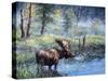 Moose Painting 1-Jeff Tift-Stretched Canvas