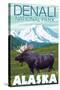 Moose Scene, Denali National Park, Alaska-Lantern Press-Stretched Canvas