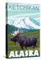 Moose Scene, Ketchikan, Alaska-Lantern Press-Stretched Canvas