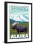 Moose Scene, Seward, Alaska-Lantern Press-Framed Art Print