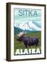 Moose Scene, Sitka, Alaska-Lantern Press-Framed Art Print