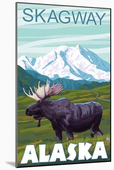 Moose Scene, Skagway, Alaska-Lantern Press-Mounted Art Print