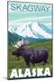 Moose Scene, Skagway, Alaska-Lantern Press-Mounted Art Print