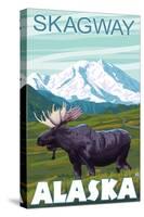 Moose Scene, Skagway, Alaska-Lantern Press-Stretched Canvas