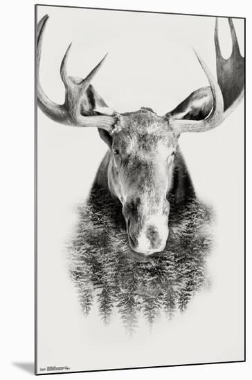 Moose - Trees-null-Mounted Standard Poster