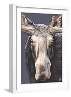 Moose Up Close-Lantern Press-Framed Art Print