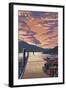 Moosehead Lake, Maine - Dock and Sunset Scene-Lantern Press-Framed Art Print