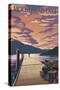 Moosehead Lake, Maine - Dock and Sunset Scene-Lantern Press-Stretched Canvas