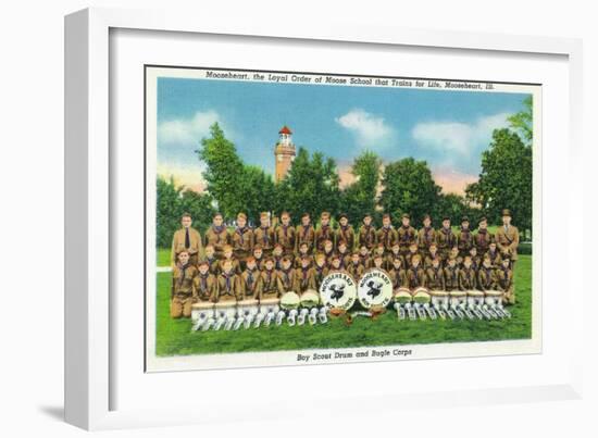 Mooseheart, Illinois, View of the Boy Scout Drum and Bugle Corps-Lantern Press-Framed Art Print