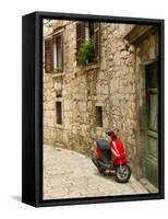 Moped in Alley, Sibenik, Croatia-Russell Young-Framed Stretched Canvas
