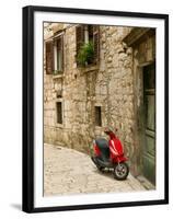 Moped in Alley, Sibenik, Croatia-Russell Young-Framed Premium Photographic Print