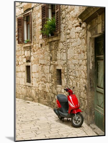 Moped in Alley, Sibenik, Croatia-Russell Young-Mounted Photographic Print