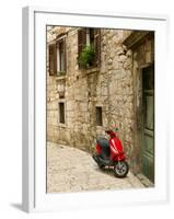 Moped in Alley, Sibenik, Croatia-Russell Young-Framed Photographic Print