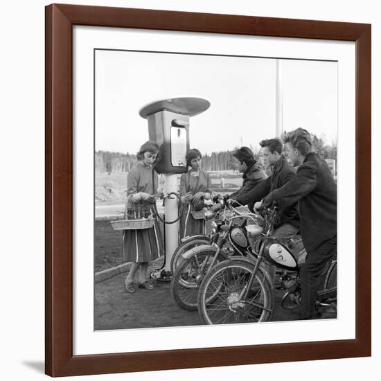 Moped in the 1950S (B/W Photo)-null-Framed Giclee Print