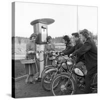 Moped in the 1950S (B/W Photo)-null-Stretched Canvas