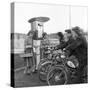 Moped in the 1950S (B/W Photo)-null-Stretched Canvas