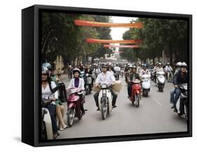 Mopeds Coming Towards Camera, Hanoi, Vietnam, Indochina, Southeast Asia, Asia-Purcell-Holmes-Framed Stretched Canvas