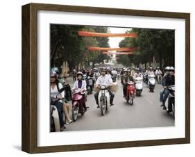 Mopeds Coming Towards Camera, Hanoi, Vietnam, Indochina, Southeast Asia, Asia-Purcell-Holmes-Framed Photographic Print