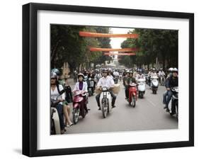 Mopeds Coming Towards Camera, Hanoi, Vietnam, Indochina, Southeast Asia, Asia-Purcell-Holmes-Framed Photographic Print