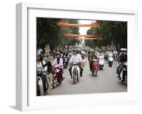 Mopeds Coming Towards Camera, Hanoi, Vietnam, Indochina, Southeast Asia, Asia-Purcell-Holmes-Framed Photographic Print