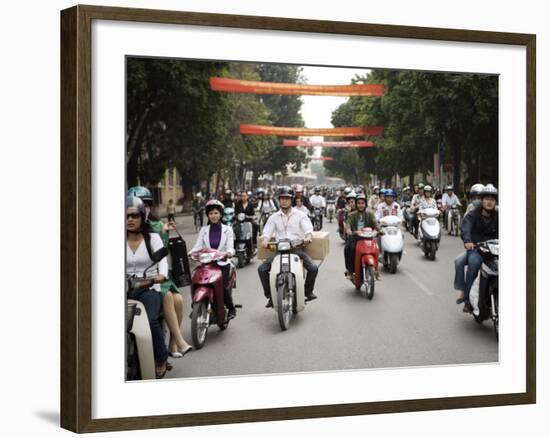 Mopeds Coming Towards Camera, Hanoi, Vietnam, Indochina, Southeast Asia, Asia-Purcell-Holmes-Framed Photographic Print