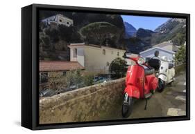 Mopeds Parked on a Narrow Street, Amalfi, Costiera Amalfitana (Amalfi Coast), Campania, Italy-Eleanor Scriven-Framed Stretched Canvas