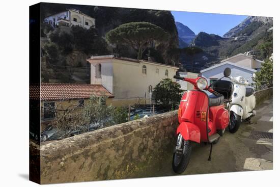 Mopeds Parked on a Narrow Street, Amalfi, Costiera Amalfitana (Amalfi Coast), Campania, Italy-Eleanor Scriven-Stretched Canvas