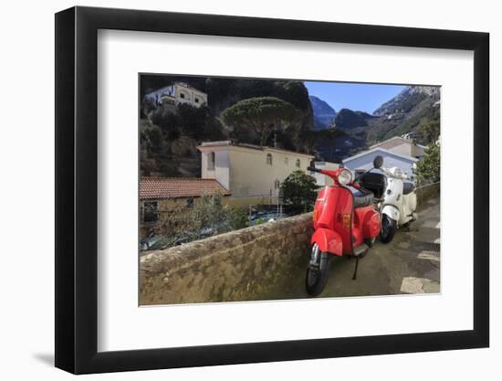Mopeds Parked on a Narrow Street, Amalfi, Costiera Amalfitana (Amalfi Coast), Campania, Italy-Eleanor Scriven-Framed Premium Photographic Print