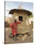 Mopti, A Bobo Man Beside His Millet Granary at a Bobo Village Near Mopti, Mali-Nigel Pavitt-Stretched Canvas
