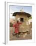 Mopti, A Bobo Man Beside His Millet Granary at a Bobo Village Near Mopti, Mali-Nigel Pavitt-Framed Photographic Print