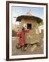 Mopti, A Bobo Man Beside His Millet Granary at a Bobo Village Near Mopti, Mali-Nigel Pavitt-Framed Photographic Print