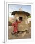 Mopti, A Bobo Man Beside His Millet Granary at a Bobo Village Near Mopti, Mali-Nigel Pavitt-Framed Photographic Print