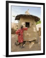 Mopti, A Bobo Man Beside His Millet Granary at a Bobo Village Near Mopti, Mali-Nigel Pavitt-Framed Photographic Print