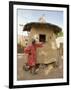 Mopti, A Bobo Man Beside His Millet Granary at a Bobo Village Near Mopti, Mali-Nigel Pavitt-Framed Photographic Print