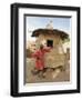 Mopti, A Bobo Man Beside His Millet Granary at a Bobo Village Near Mopti, Mali-Nigel Pavitt-Framed Photographic Print