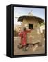 Mopti, A Bobo Man Beside His Millet Granary at a Bobo Village Near Mopti, Mali-Nigel Pavitt-Framed Stretched Canvas