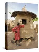 Mopti, A Bobo Man Beside His Millet Granary at a Bobo Village Near Mopti, Mali-Nigel Pavitt-Stretched Canvas