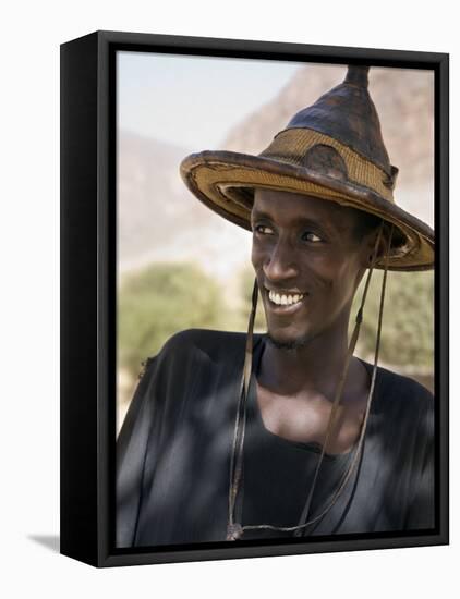 Mopti, A Fulani Man Wearing a Traditional Hat, Mali-Nigel Pavitt-Framed Stretched Canvas