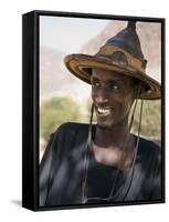 Mopti, A Fulani Man Wearing a Traditional Hat, Mali-Nigel Pavitt-Framed Stretched Canvas