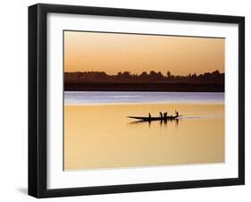 Mopti, at Sunset, a Boatman in a Pirogue Ferries Passengers across the Niger River to Mopti, Mali-Nigel Pavitt-Framed Photographic Print