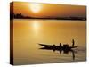 Mopti, at Sunset, a Boatman in a Pirogue Ferries Passengers across the Niger River to Mopti, Mali-Nigel Pavitt-Stretched Canvas
