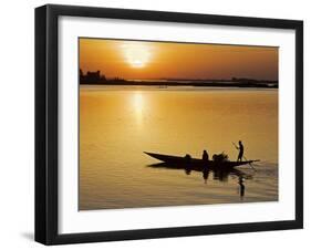 Mopti, at Sunset, a Boatman in a Pirogue Ferries Passengers across the Niger River to Mopti, Mali-Nigel Pavitt-Framed Photographic Print