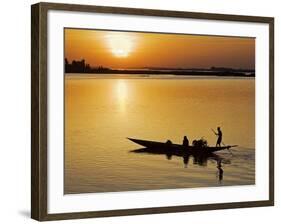 Mopti, at Sunset, a Boatman in a Pirogue Ferries Passengers across the Niger River to Mopti, Mali-Nigel Pavitt-Framed Photographic Print