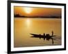 Mopti, at Sunset, a Boatman in a Pirogue Ferries Passengers across the Niger River to Mopti, Mali-Nigel Pavitt-Framed Photographic Print