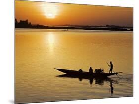 Mopti, at Sunset, a Boatman in a Pirogue Ferries Passengers across the Niger River to Mopti, Mali-Nigel Pavitt-Mounted Photographic Print