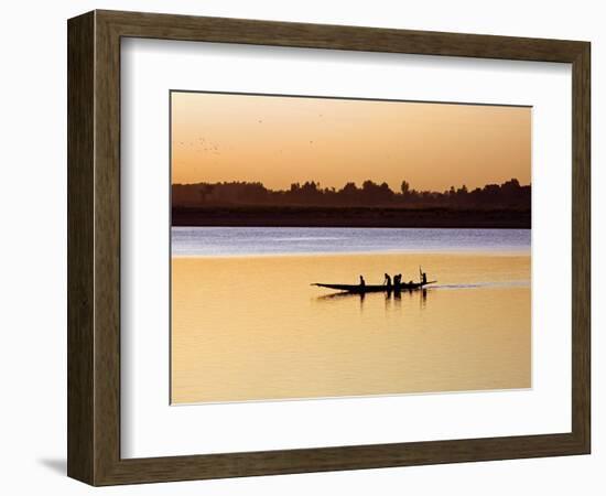 Mopti, at Sunset, a Boatman in a Pirogue Ferries Passengers across the Niger River to Mopti, Mali-Nigel Pavitt-Framed Photographic Print