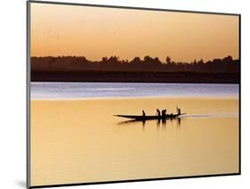 Mopti, at Sunset, a Boatman in a Pirogue Ferries Passengers across the Niger River to Mopti, Mali-Nigel Pavitt-Mounted Photographic Print