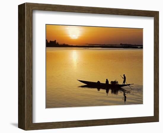 Mopti, at Sunset, a Boatman in a Pirogue Ferries Passengers across the Niger River to Mopti, Mali-Nigel Pavitt-Framed Photographic Print