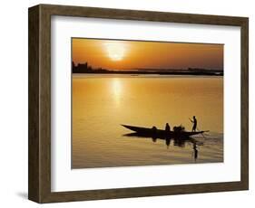 Mopti, at Sunset, a Boatman in a Pirogue Ferries Passengers across the Niger River to Mopti, Mali-Nigel Pavitt-Framed Photographic Print