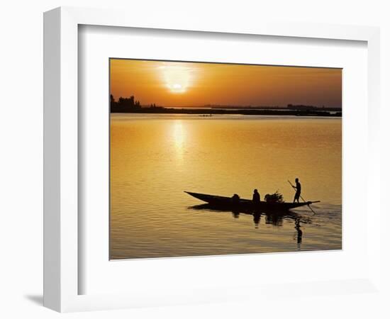 Mopti, at Sunset, a Boatman in a Pirogue Ferries Passengers across the Niger River to Mopti, Mali-Nigel Pavitt-Framed Photographic Print